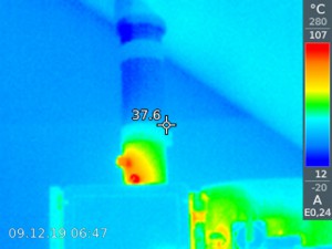 Závada zjištěná termokamerou na spalinových cestách